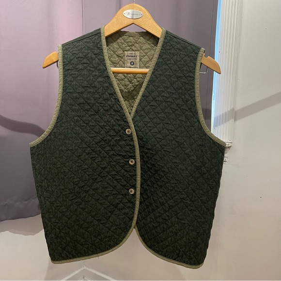 Chaps Olive Quilted Vest - Picture 2 of 9